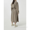 Elegance Women Long Double Breasted Trench Coat